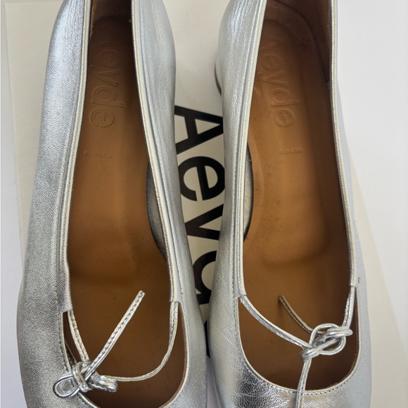 Aeyde silver leather ballet low heel shoes size 41 - Picture 7 of 7